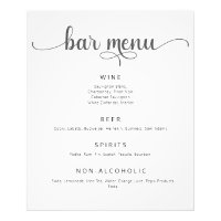 Elegant Black and White Wedding Bar Menu Poster