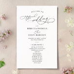 Elegant Black and White Wedding Ceremony Program<br><div class="desc">Designed to coordinate with our Classic BnW wedding collection,  this customisable Ceremony program card,  features a sweeping script calligraphy text paired with a classy serif font in black. Background & text colours can be changed to match any colour theme. Matching items available.</div>