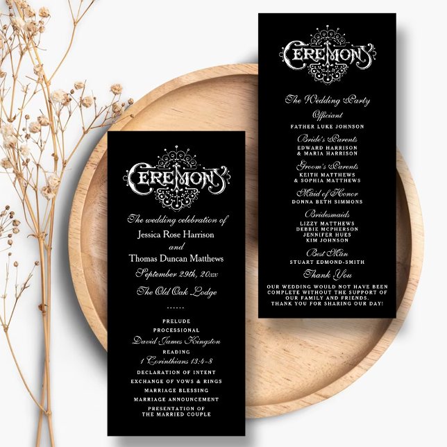 Elegant Black And White Wedding Ceremony Programs Programme (Creator Uploaded)