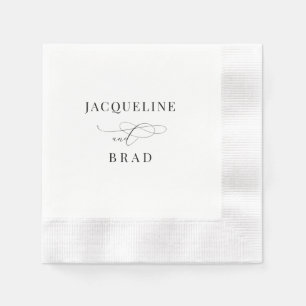 Elegant Black and White Wedding Coined Napkin
