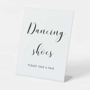 Elegant Black and White Wedding Dancing shoes Pedestal Sign