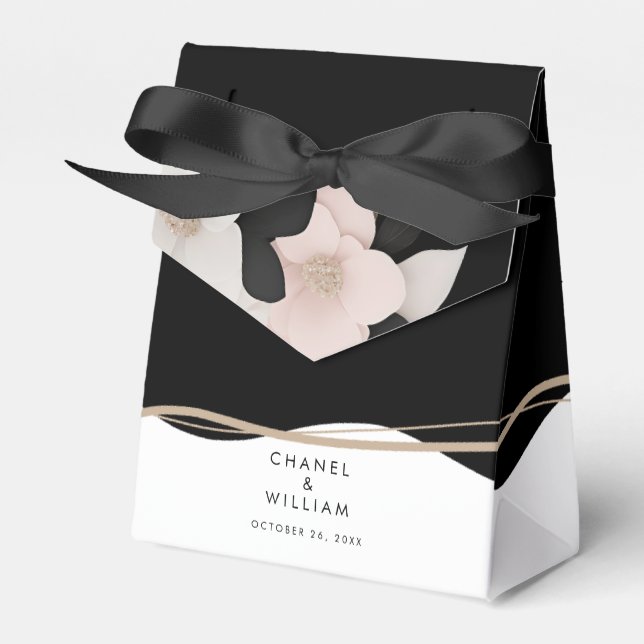 Elegant black and white wedding favour box (Front Side)