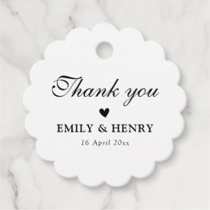 Elegant black and white wedding favour tags