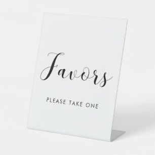 Elegant Black and White Wedding Favours Pedestal Sign