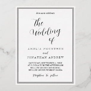 Elegant Black and White Wedding Invitation