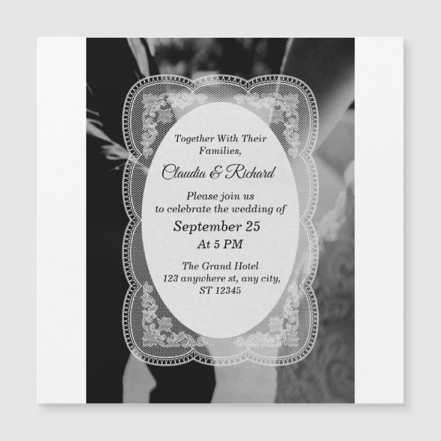 Elegant Black and White Wedding Invitation (Front)