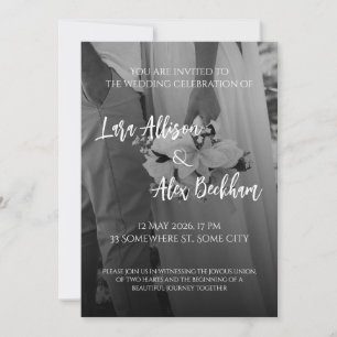 Elegant Black And White Wedding Invitation