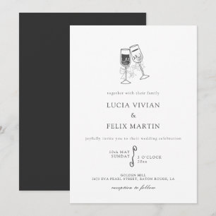 Elegant Black And White Wedding Invitation