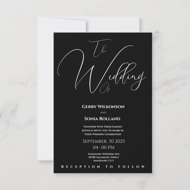 Elegant Black and White Wedding Invitation (Front)