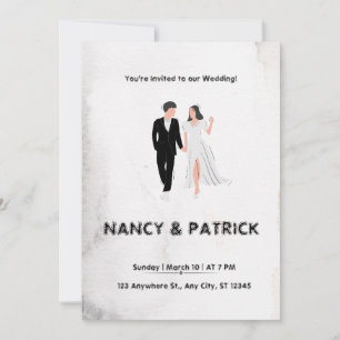 Elegant Black and White Wedding Invitation