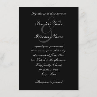 Elegant black and white  wedding invitation