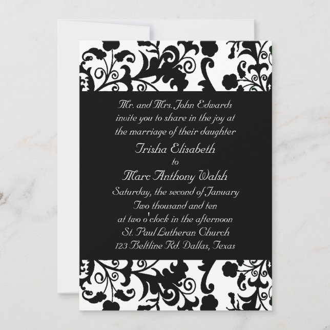 Elegant black and white Wedding Invitation (Front)