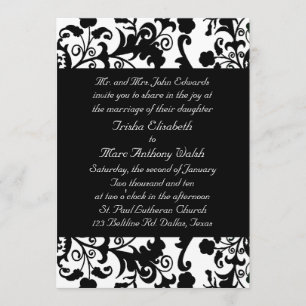 Elegant black and white Wedding Invitation