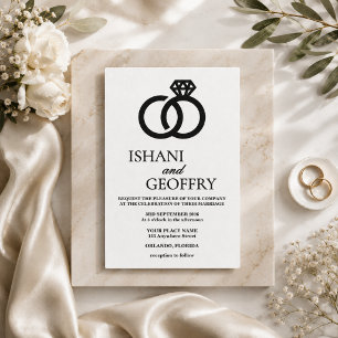 Elegant Black and White Wedding Invitation Minimal