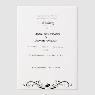 Elegant Black and White Wedding Invitation with Cl