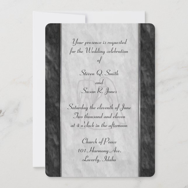 Elegant Black and White Wedding Invitations (Back)