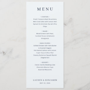 Elegant Black and White Wedding Menu