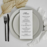 elegant black and white wedding menu card<br><div class="desc">black and white design. The colour and text can be personalised.</div>