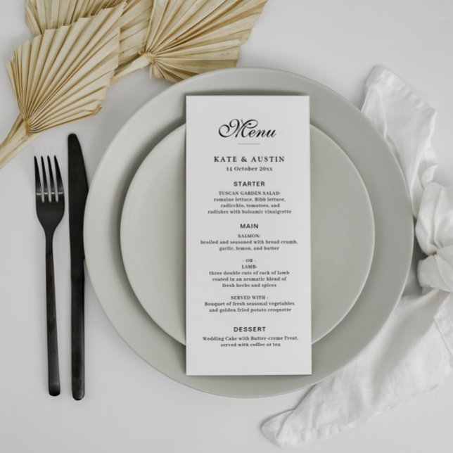 elegant black and white wedding menu card (Creator Uploaded)