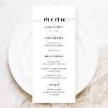 Elegant black and white wedding menu card<br><div class="desc">Choose simplicity for your wedding with this elegant black and white modern design.</div>