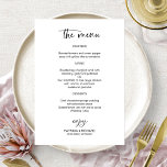 Elegant Black And White Wedding Menu Cards<br><div class="desc">A stylish calligraphy wedding menu card for the plate. Easy to personalise with your details. CUSTOMIZATION: If you need design customisation,  please contact me through chat; if you need information about your order,  shipping options,  etc.,  please contact Zazzle support directly.</div>