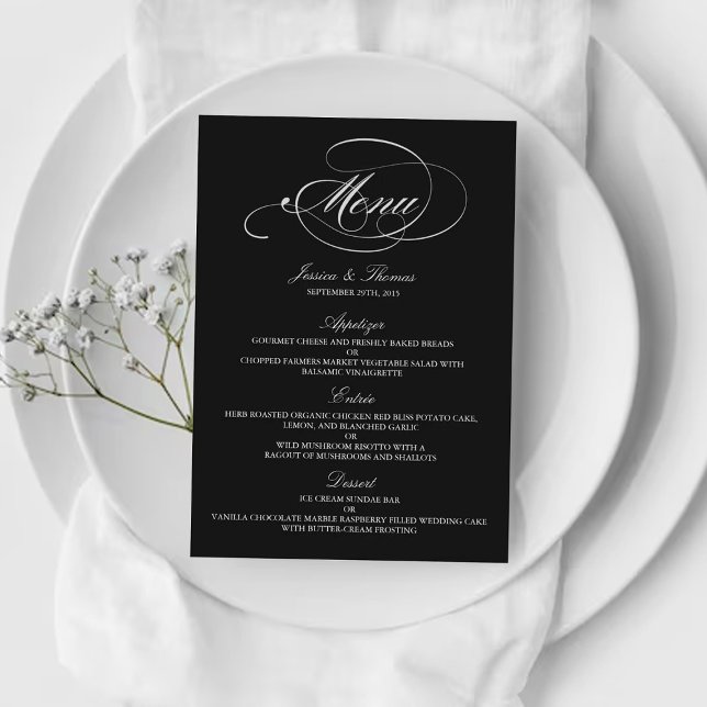 Elegant Black And White Wedding Menu Templates (Creator Uploaded)