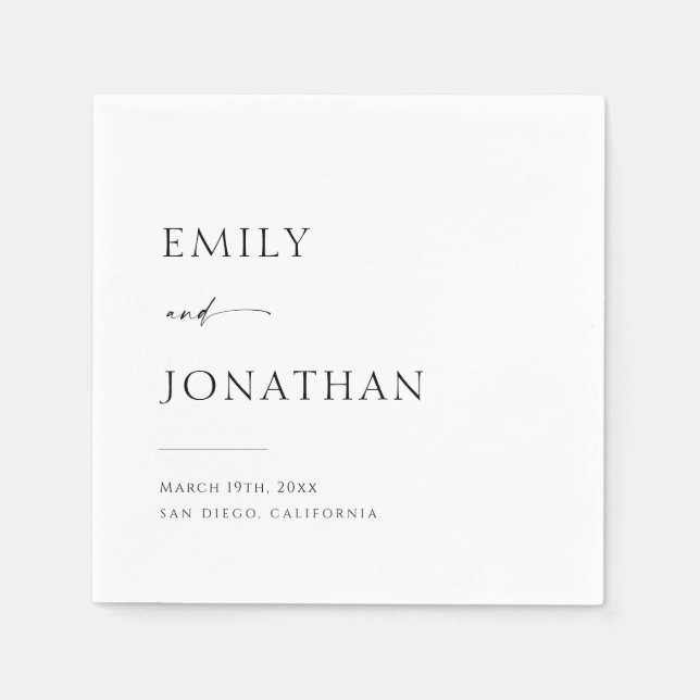 Elegant Black and White Wedding  Napkin (Front)