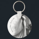 Elegant Black and White Wedding Napkins  Key Ring<br><div class="desc">Elegant Black and White Wedding Napkins Elegant and personal, this romantic wedding keychain is the perfect favour for your guests. Designed to match your wedding napkins or décor, it features a delicate sketch of a wedding gown on a mannequin, surrounded by soft florals and a single pink perfume bottle. A...</div>