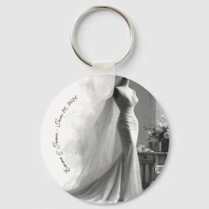 Elegant Black and White Wedding Napkins  Key Ring