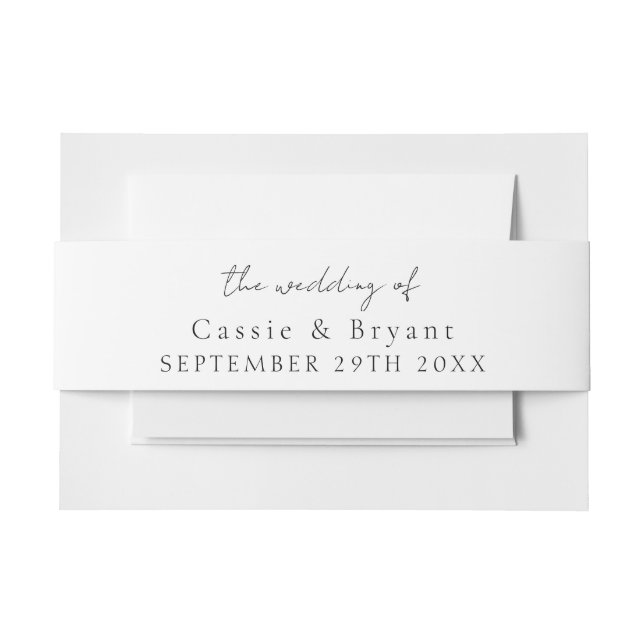 Elegant Black and White Wedding Of Invitation Belly Band (Front Example)