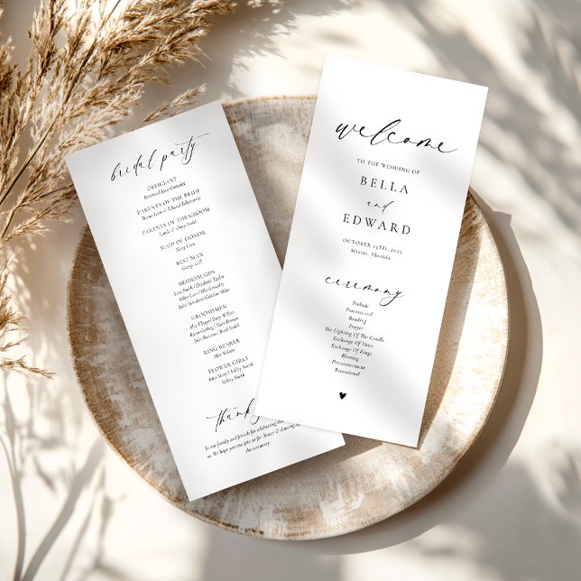 Elegant Black and White Wedding Program Menu (Creator Uploaded)
