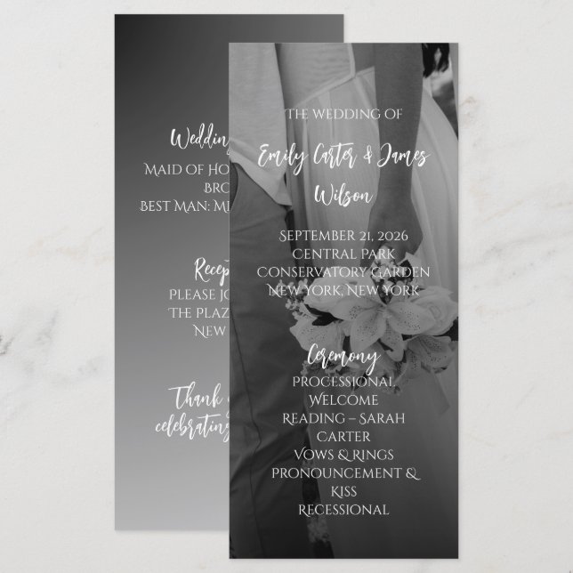Elegant Black And White Wedding Programme (Front/Back)