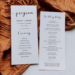 Elegant black and white wedding programme