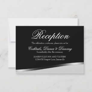 Elegant Black and White Wedding Reception Card
