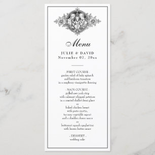 Elegant Black and White Wedding Religious Menu