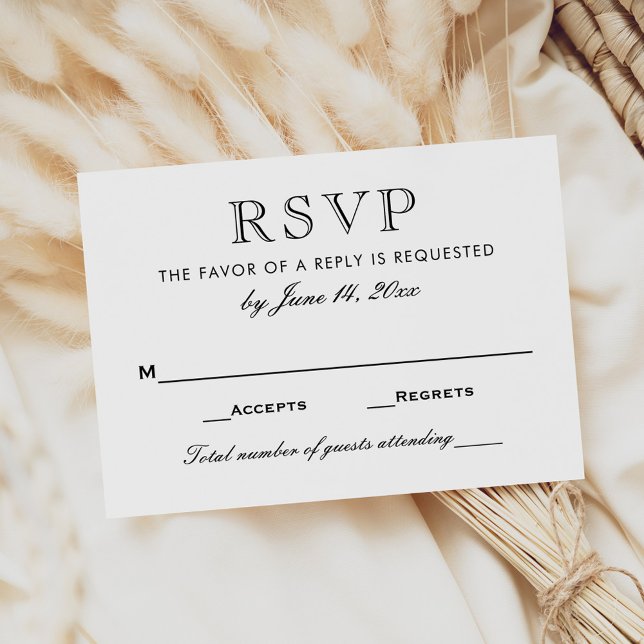 Elegant Black and White Wedding RSVP Card (Creator Uploaded)