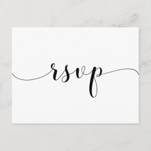 Elegant black and white wedding RSVP Postcard