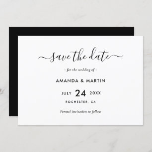 Elegant Black and White Wedding Save The Date