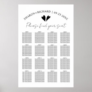 Elegant black and white wedding seating chart
