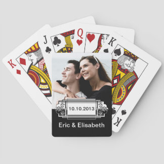 Elegant Black and White Wedding Souvenir Photo Playing Cards