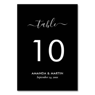 Elegant Black and White Wedding Table Number