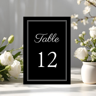 Elegant Black And White Wedding Table Number