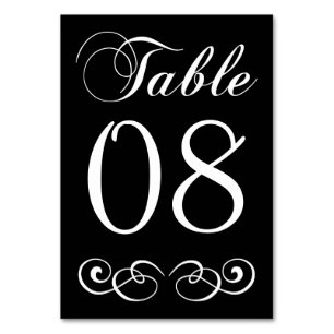 Elegant Black And White Wedding Table Number