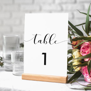 Elegant black and white wedding table number card