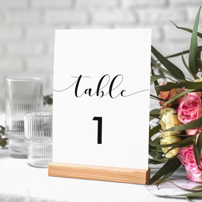 Elegant black and white wedding table number card (Creator Uploaded)