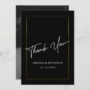 Elegant Black and White Wedding Thank You Card