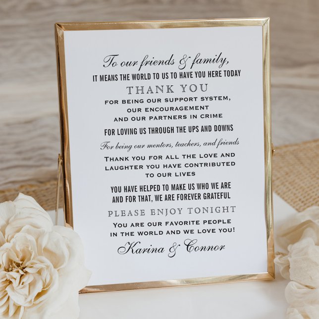 Elegant Black and White Wedding Thank You Message Poster (Creator Uploaded)