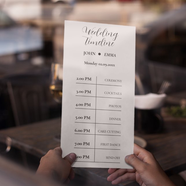 Elegant Black and White Wedding Theme Programme (Wedding Timeline list is more important, then why wait try out this card)