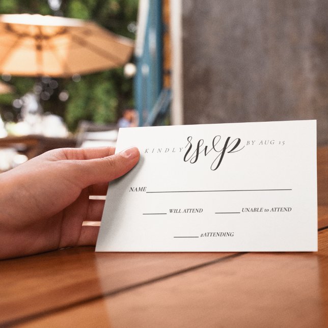 Elegant Black and White Wedding Theme RSVP Card (Customize your wedding RSVP card in a simple and stylish way)