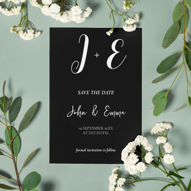 Elegant Black and White Wedding Theme Save The Date (Even a simple card can make a stunning look)